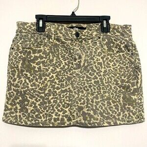 Leopard Printed Denim Mini Skirt Women's Size 28 Soft Stretchy